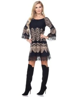 Women's 3/4 Bell Sleeves Alta Dress - White Mark -ChicMama Sales Store GUEST 4f123bb9 9801 4626 813e e251ae2f772e