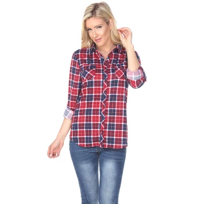 Women's Oakley Stretchy Plaid Tunic Top With Pockets - White Mark 13 Women's Oakley Stretchy Plaid Tunic Top With Pockets - White Mark - Image 13