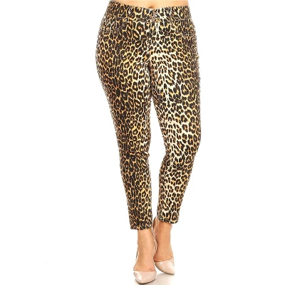 Women's Plus Size Printed Cheetah Pants - White Mark 1 Women's Plus Size Printed Cheetah Pants - White Mark