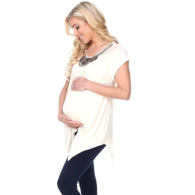 Maternity Myla Embellished Tunic Top - White Mark 3 Maternity Myla Embellished Tunic Top - White Mark - Image 3