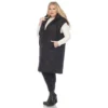 Plus Size Diamond Quilted Hooded Puffer Vest-White Mark