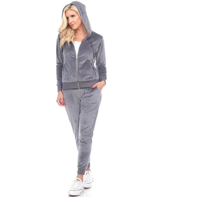 Women's 2 Piece Velour Tracksuit Set - White Mark 5 Women's 2 Piece Velour Tracksuit Set - White Mark - Image 5