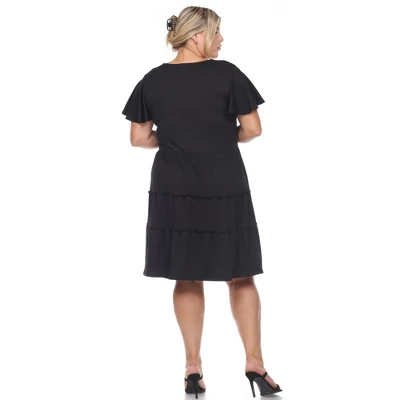 Plus Size Short Sleeve V-neck Tiered Midi Dress 3 Plus Size Short Sleeve V-neck Tiered Midi Dress - Image 3