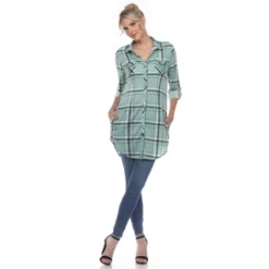 Women's Printed Plaid Roll Tab Tunic - White Mark 16 Women's Printed Plaid Roll Tab Tunic - White Mark -ChicMama Sales Store GUEST 59411fa4 24e3 4ce9 ba95 36523c1ce416