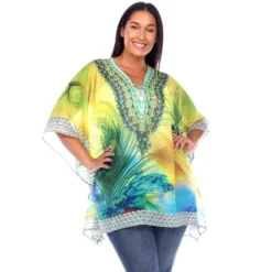 Plus Size Short Caftan With Tie-up Neckline - One Size Fits Most Plus - White Mark 17 Plus Size Short Caftan With Tie-up Neckline - One Size Fits Most Plus - White Mark -ChicMama Sales Store GUEST 5a54d631 9a59 4084 a7c6 11f2bdd8f949