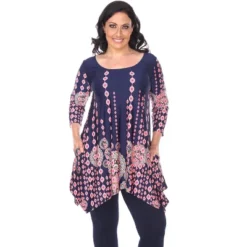 Women's Plus Size 3/4 Sleeve Printed Rella Tunic Top With Pockets - White Mark 14 Women's Plus Size 3/4 Sleeve Printed Rella Tunic Top With Pockets - White Mark -ChicMama Sales Store GUEST 5b93c411 bfc7 4f5b b179 65df5c3768af