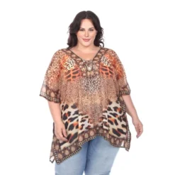 Plus Size Short Caftan With Tie-up Neckline - One Size Fits Most Plus - White Mark 14 Plus Size Short Caftan With Tie-up Neckline - One Size Fits Most Plus - White Mark -ChicMama Sales Store GUEST 5c670790 7247 4cb9 aa4c 9ab809ff0d34