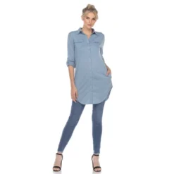 Women's Stretchy Button-Down Tunic - White Mark 17 Women's Stretchy Button-Down Tunic - White Mark -ChicMama Sales Store GUEST 5d98c3cc a633 4919 9675 4f2d3eaa5e35