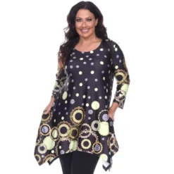 Women's Plus Size 3/4 Sleeve Printed Erie Tunic Top With Pockets - White Mark -ChicMama Sales Store GUEST 5e4267dd 5a50 4d55 9a76 e483bdaea3b1