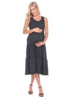 Maternity Scoop Neck Tiered Midi Dress - White Mark -ChicMama Sales Store GUEST 5ec533fe 9f97 4217 92d2 59d2ea2abf04