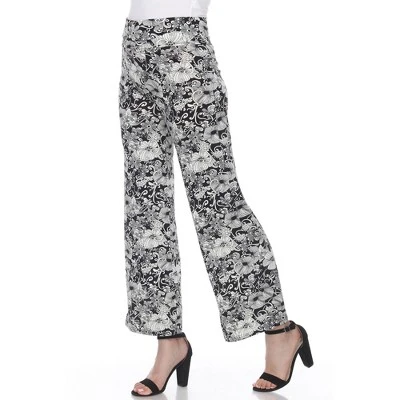 Women's Floral Paisley Wide Leg Palazzo Pants - White Mark 2 Women's Floral Paisley Wide Leg Palazzo Pants - White Mark - Image 2