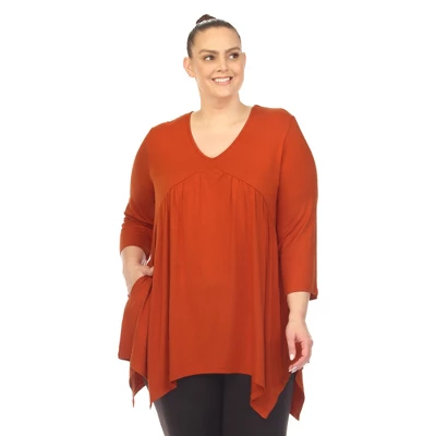 Plus Size Empire Cut V-Neck Tunic Top 9 Plus Size Empire Cut V-Neck Tunic Top - Image 9
