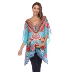 Maternity Plus Size Short Caftan With Tie-up Neckline - White Mark -ChicMama Sales Store GUEST 60dce180 01fc 4d78 bbe0 28800aaa1ec1