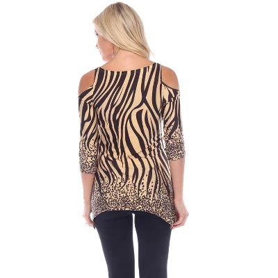 Maternity Printed Cold Shoulder Tunic - White Mark 2 Maternity Printed Cold Shoulder Tunic - White Mark - Image 2