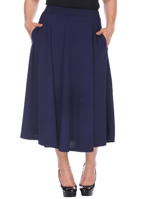 Women's Plus Size Tasmin Flare Midi Skirts - White Mark 4 Women's Plus Size Tasmin Flare Midi Skirts - White Mark - Image 4