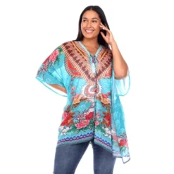 Plus Size Short Caftan With Tie-up Neckline - One Size Fits Most Plus - White Mark 15 Plus Size Short Caftan With Tie-up Neckline - One Size Fits Most Plus - White Mark -ChicMama Sales Store GUEST 6293bb2b 28b8 41d1 9cf9 009d76a090fd