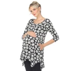 Maternity Printed Tunic Top -White Mark