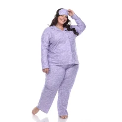 Plus Size Three-Piece Pajama Set - White Mark