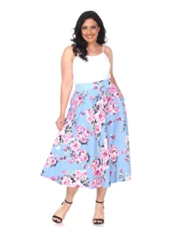 Women's Plus Size Floral Printed Tasmin Flare Midi Skirts - White Mark 12 Women's Plus Size Floral Printed Tasmin Flare Midi Skirts - White Mark -ChicMama Sales Store GUEST 690d8a27 7f38 4a38 b060 122e88303608