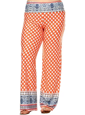 Women's Plus Size Border Printed Palazzo Pants - White Mark 4 Women's Plus Size Border Printed Palazzo Pants - White Mark - Image 4