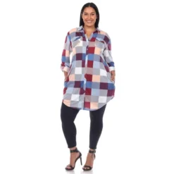 Plus Size Plaid Tunic Shirt - White Mark -ChicMama Sales Store GUEST 69b1db75 8113 450c 8be7 e556217da59e