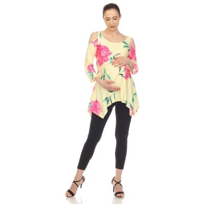 Maternity Floral Printed Cold Shoulder Tunic 8 Maternity Floral Printed Cold Shoulder Tunic - Image 8
