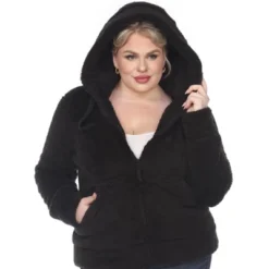 Plus Size Hooded High Pile Fleece Jacket - White Mark -ChicMama Sales Store GUEST 6c3444cb d3e3 40a9 a089 28f9eb4937b0