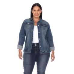 Women's Plus Size Classic Denim Jacket - White Mark -ChicMama Sales Store GUEST 6dba52ee c761 4201 800a a9e81bef28cf