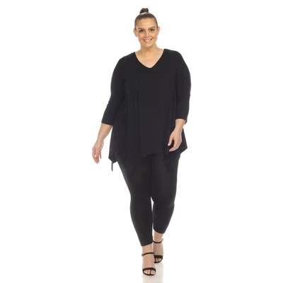 Plus Size Empire Cut V-Neck Tunic Top 4 Plus Size Empire Cut V-Neck Tunic Top - Image 4