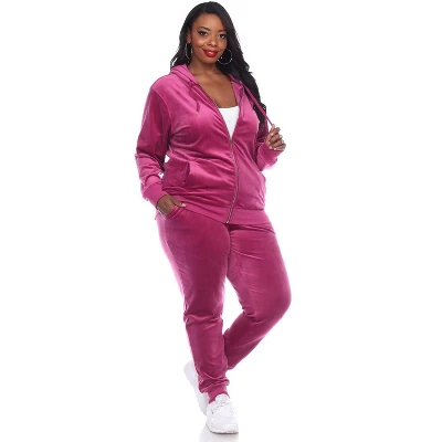 Women's Plus Size 2 Piece Velour Tracksuit Set - White Mark 10 Women's Plus Size 2 Piece Velour Tracksuit Set - White Mark - Image 10