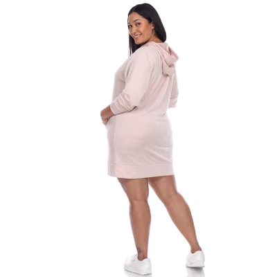 Women's Plus Size Hoodie Sweatshirt Dress - White Mark 3 Women's Plus Size Hoodie Sweatshirt Dress - White Mark - Image 3