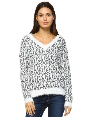 Women's Leopard Printed Sweater - White Mark 8 Women's Leopard Printed Sweater - White Mark - Image 8