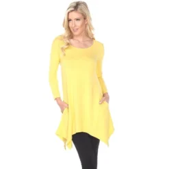 Women's 3/4 Sleeve Makayla Tunic Top With Pockets - White Mark -ChicMama Sales Store GUEST 73c82524 e501 49a9 b98c ab5252c43e6b