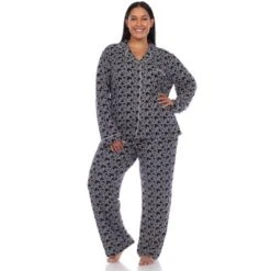 Plus Size Long Sleeve Heart Print Pajama Set - White Mark -ChicMama Sales Store GUEST 741da4bb 0308 4156 9058 6efd3294246a