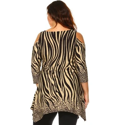 Women's Plus Size Antonia Cold Shoulder Tunic With Pockets - White Mark 2 Women's Plus Size Antonia Cold Shoulder Tunic With Pockets - White Mark - Image 2