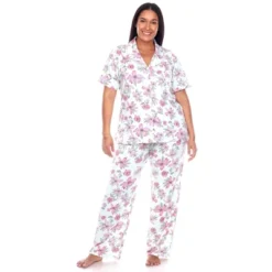 Women's Plus Size Short Sleeve Top And Pants Pajama Set - White Mark -ChicMama Sales Store GUEST 75f2c328 7efe 4931 8337 a7130b00259f