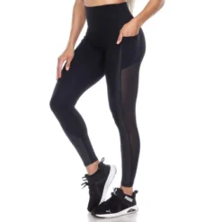 Women's High-Waist Mesh Fitness Leggings - White Mark