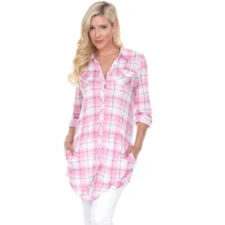Women's Piper Stretchy Plaid Tunic With Pockets - White Mark -ChicMama Sales Store GUEST 777c23a6 bfc2 4972 996c e73bfc1f6ce0