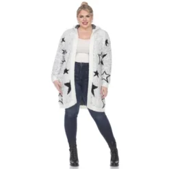 Plus Hooded Open Front High Pile Fleece Coat - White Mark -ChicMama Sales Store GUEST 78764095 4a68 4b9b b0ce 74c6512100af