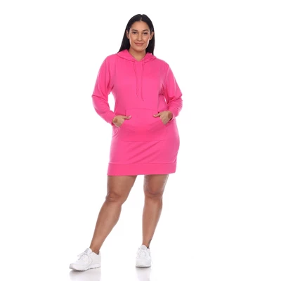Women's Plus Size Hoodie Sweatshirt Dress - White Mark 12 Women's Plus Size Hoodie Sweatshirt Dress - White Mark - Image 12