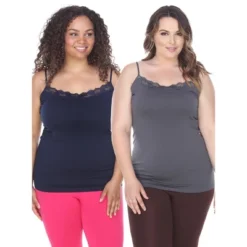 Women's Plus Size Lace Tank Tops Pack Of 2 - One Size Fits Most Plus - White Mark -ChicMama Sales Store GUEST 79f488c5 c8f6 41f2 8740 bd7bf047046a