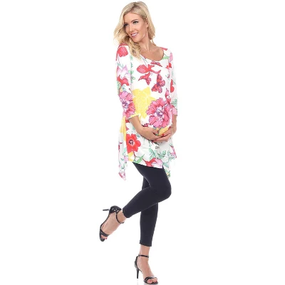 Maternity Floral Scoop Neck Tunic Top With Pockets - White Mark 5 Maternity Floral Scoop Neck Tunic Top With Pockets - White Mark - Image 5