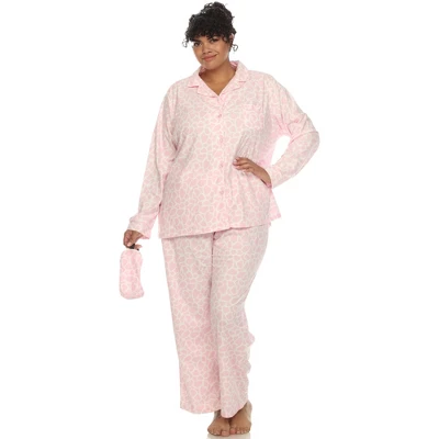 Whitemark Plus Size Three-Piece Pajama Set 1 Whitemark Plus Size Three-Piece Pajama Set