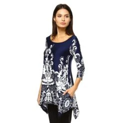 Women's Scoop Neck Printed Yanette Tunic Top - White Mark -ChicMama Sales Store GUEST 7c6d4021 2a93 4d14 9c23 ff2e9d00c255
