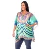 Plus Size Short Caftan With Tie-up Neckline - One Size Fits Most Plus - White Mark