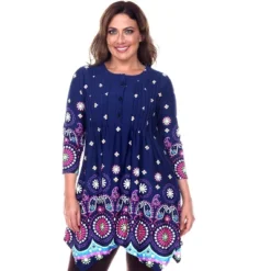 Women's Plus Size 3/4 Sleeve Printed Lucy Tunic Top - White Mark -ChicMama Sales Store GUEST 7d845251 3924 433d 87f4 ca9bff21ffda