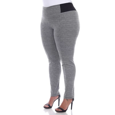 Women's Plus Size Jacquard Slim Pants - White Mark 1 Women's Plus Size Jacquard Slim Pants - White Mark