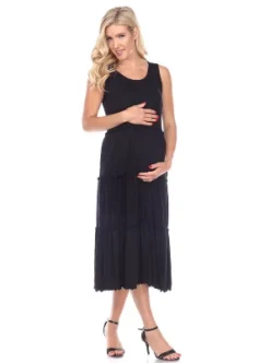 Maternity Scoop Neck Tiered Midi Dress - White Mark -ChicMama Sales Store GUEST 7f450818 55e1 4213 bb1f 6b35667f59b2