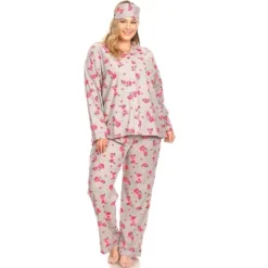 Women's Plus Size Three-Piece Pajama Set - White Mark -ChicMama Sales Store GUEST 7fd3e316 8690 43d6 92fd 271b4644f2bd
