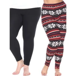 Women's Pack Of 2 Plus Size Leggings - One Size Fits Most Plus - White Mark -ChicMama Sales Store GUEST 81782fac b399 4003 8248 22c2fbc445c3